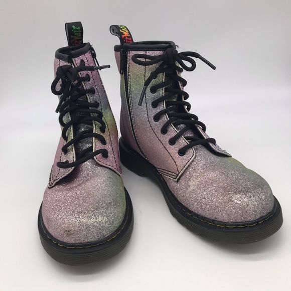 Dr Martens Airwair Girl 1460 Multi Rainbow Silver Glitter Boots Size 4 - Picture 2 of 10